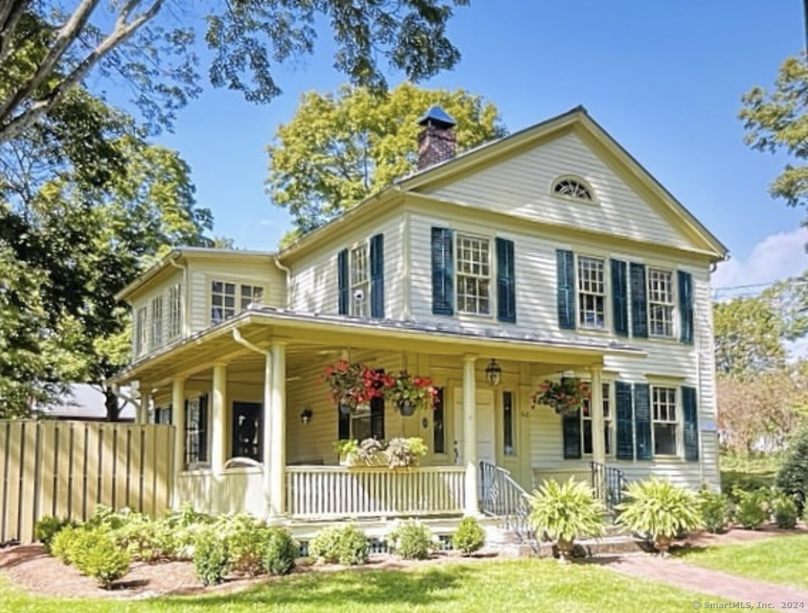 This Greek Revival home in the heart of Woodbury's Historic District was built in 1829 as illustrated and described in Old Homes of Woodbury. It maintains original details and includes a breakfast room next to the kitchen 16x13. The charm throughout the home with its wide board floors, plenty of windows and light, Belgian Block courtyard together with its cozy side porch makes this a wonderful place to live. Enjoy the perennial plantings, vegetable and herb gardens plus a 3 season porch on the second floor. The two story oversized barn was once an antique shop and parking for at least two cars is convenient. The present owner has supplied a list of upgrades which illustrate the love they have for this home. In the Living In Sunday section of the New York Times dated may, 2021 it features Woodbury, Ct as Peace, Quaint Beauty and a Sense of History. The Reader's Digest again just called Woodbury The Best Small Town in Ct. This convenient location makes walking a pleasure to stores, library, community center, schools, medical appointments, summer outdoor concerts, community theater, beautiful live music in Hollow Park plus hike to the tower overlooking the town and so much more! Come and enjoy this home and the wonderful small town with parks and open space, Flanders Nature Center, hiking trails, its roads meandering past three rivers--the Pomperaug, Weekeepeemee and Nonnewaug plus golf courses and private schools nearby.