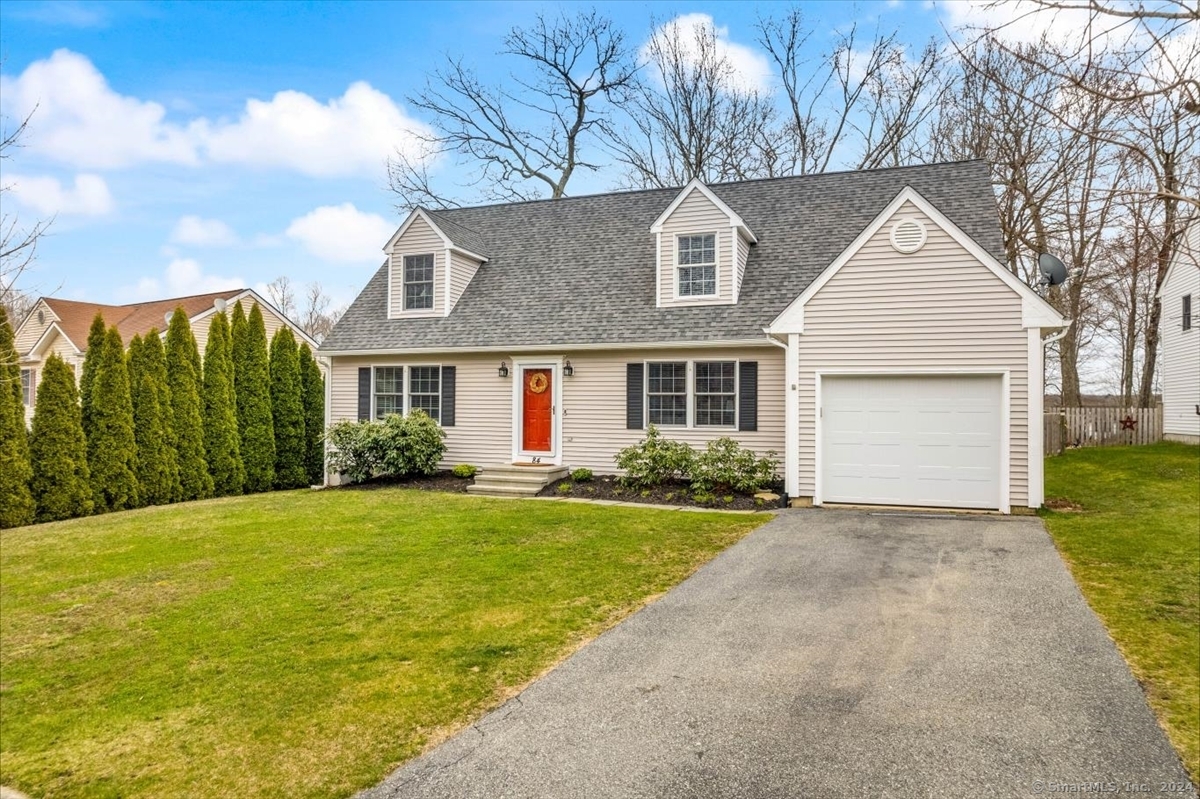 Classic New England charm with this 4-bedroom expansive dormered Cape Cod! It features 2 full and 1 half baths with 2,756 sf on 0.52 acres with garage. The main floor displays an eat-in kitchen that offers stainless steel appliances, a formal dining room with direct access to the backyard deck, ideal for outdoor gatherings, and a spacious living room with ample natural light. The main floor also features two comfortable sized bedrooms, and with convenience in mind, a full bath with double sinks. Upstairs, you'll find two additional bedrooms that include the primary bedroom, along with a communal full bath and office space that offers flexibility for those working remote. This lovely Cape continues to impress with its fully finished basement, showcasing a sizable family room and media/rec room, perfect for entertaining or relaxing with loved ones. A convenient half bath completes this lower level. Don't hesitate to make this exceptional home your own. Located in a nice subdivision, it is also close to downtown Mystic where you can dine in its top restaurants and shop the unique, local, boutique shops.