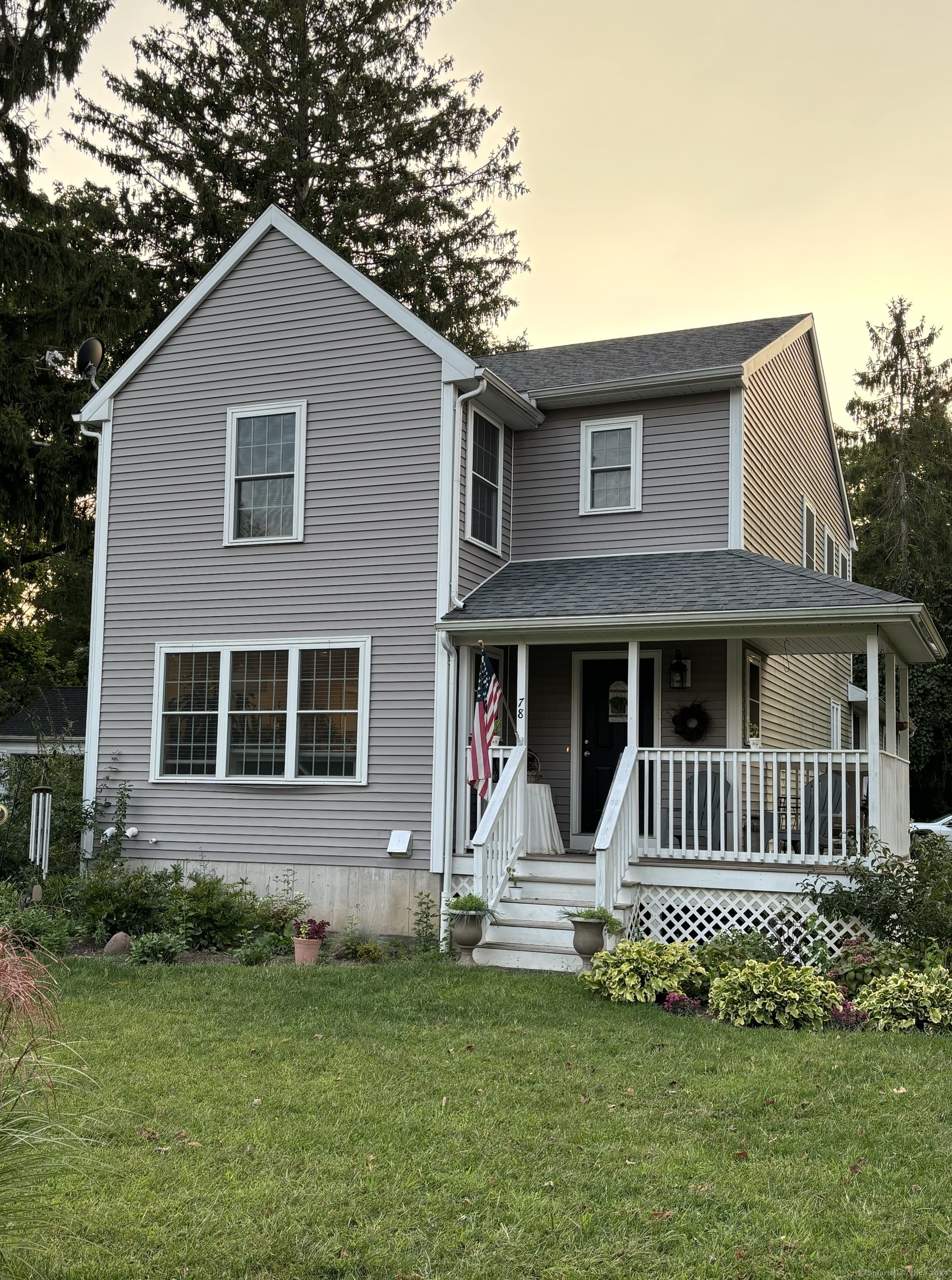 NEW PRICE!! Beautiful colonial, just 4 years young! As you step onto the welcoming L-shaped front porch, you can see this home is going to be special! Enter into a large, open floor plan with a kitchen that includes a farmhouse sink, subway tile, large pantry, center island, quartz countertops, and upgraded stainless steel appliances. There is also a convenient mud room with slate tile floor, custom bench, and access to the laundry area. Enjoy the cozy gas fireplace with gorgeous granite surround! And a patio with built in fire pit as well as a new composite deck that gives plenty of space for warm weather entertaining! Outside you will also find two sheds and beautiful gardens along the entire property! The primary bedroom offers a large walk-in closet and full bath. And there are 2 additional, good size bedrooms. And hardwood floors throughout! The large basement is partially finished! Including a drop ceiling, floors and walls have been sealed to prevent moisture, additional electrical receptacles installed, upgraded double sump pump with battery backup and a new heating/cooling zone just for the basement! And even more space with the huge storage area on the upper level! Nothing to do but unpack your bags!