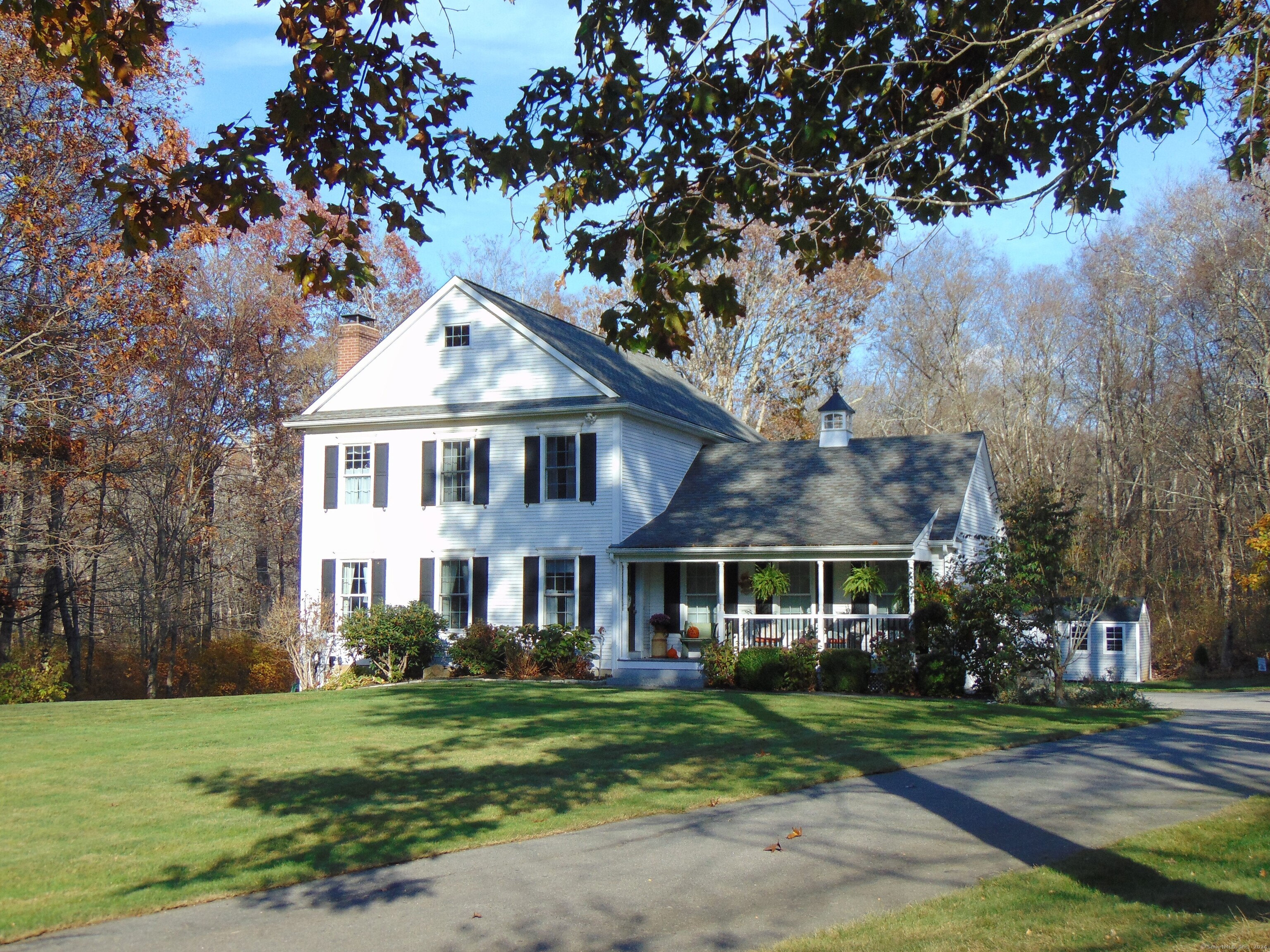 Welcome to this stunning 2, 390 sq. ft. Colonial home tucked away on a 4.40-acre lot in a desirable neighborhood at the end of a cul-de-sac on Shady Brook Lane in Colchester. Meticulously maintained inside and out; home provides an abundance of natural lighting. The open floor plan creates an inviting atmosphere for both relaxation and entertaining. Gleaming hardwood floors accent the main level with a beautifully appointed fireplace in the LVRM. French doors and crown molding enhance the Formal Dining area. The updated custom kitchen offers a blend of style and functionally with stainless appliances, Farmhouse sink and granite countertops, white cabinetry, a pantry closet, breakfast bar and breakfast nook area. A remodeled half bath finishes off the main floor. The upper level has 3 generously sized bedrooms. The primary BDRM suite has its own walk-in closet and full bath. Two additional BDRMS, remodeled full bath and laundry complete the second floor. Looking for extra space? The finished basement adds extra living space. Home boasts; 200 AMP service, a 2-car garage and storage shed. For your outdoor pleasure, enjoy sitting on the front porch or back deck with the new luxury composite decking. Updates include a new water treatment system, new dishwasher and hot water heater. Property combines peaceful living with accessibility to major highway. This beautiful home is a must see! Schedule your visit today!