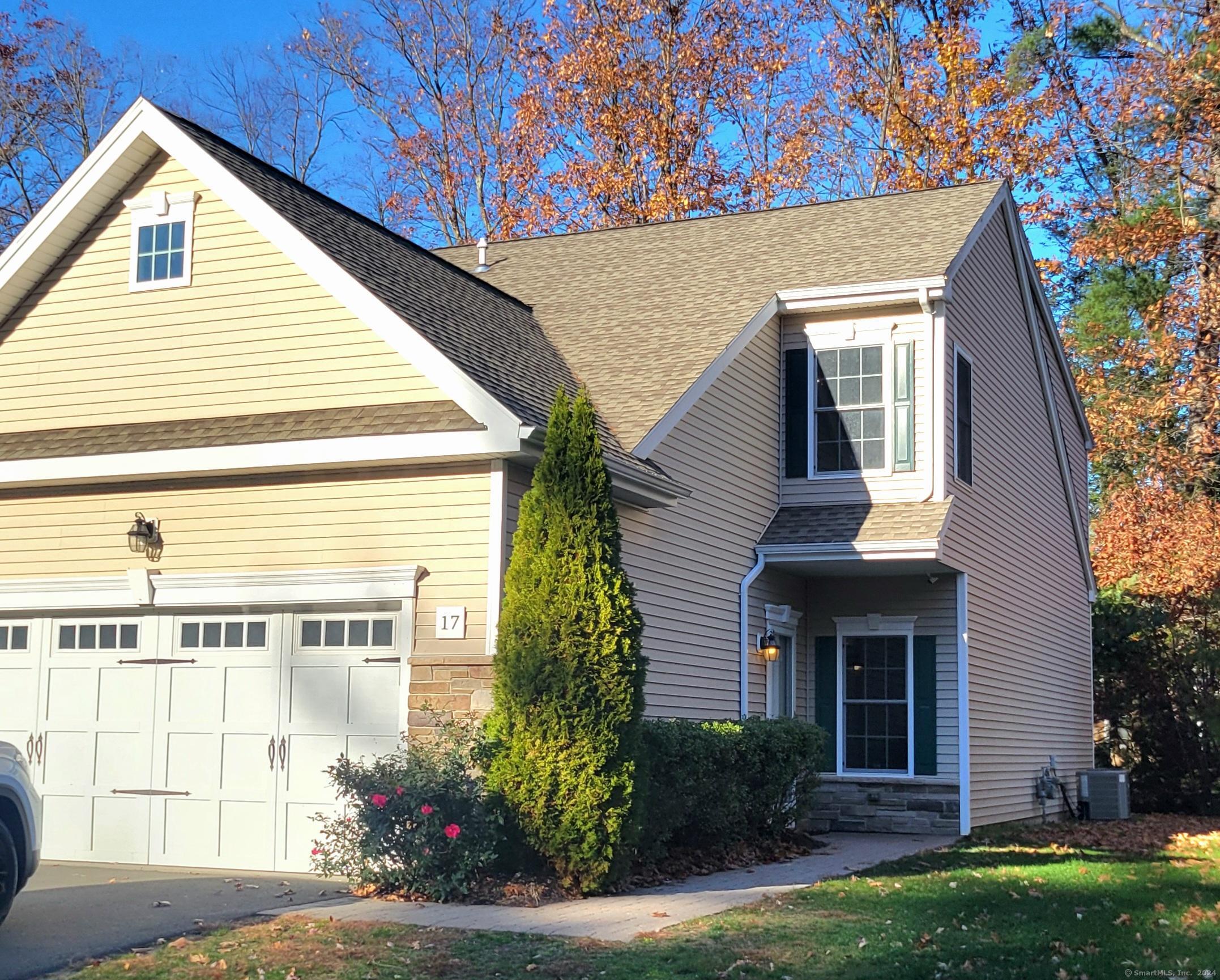 Here it is! A Brighton Park END UNIT townhome. Built in 2016, this one owner custom built home in a beautiful and quiet development sits in a peaceful setting yet is minutes away from the downtowns of Bloomfield and Windsor, and convenient to highways and Bradley International Airport. The open and bright first floor features a stunning kitchen with a pantry, rich cherry cabinetry, stainless appliances including a gas range and striking granite counters. The breakfast bar affords room for all, but there is an additional flex area, perfect for a kitchen table, or use it as den or office, the options are endless! Also open to the kitchen is the formal dining area which extends into the light filled living room, complete with gas fireplace and sliders to an oversized patio. A very stylish half bath with striking vessel sink and an attached 2 car garage complete this level. Upstairs, find a luxurious primary suite with generous walk in closet, beautiful full bath with jacuzzi tub AND shower, the second spacious bedroom, an additional full bath and convenient second floor laundry room! But that isn't all! An additional room awaits, perfect for a guest room, office, playroom..again, endless options! This home has been freshly painted throughout and ready to move right in! Gas heat, private outdoor space, central air, a clubhouse with exercise room and great location. Brighton Park; a carefree and elegant lifestyle! What more could you want?