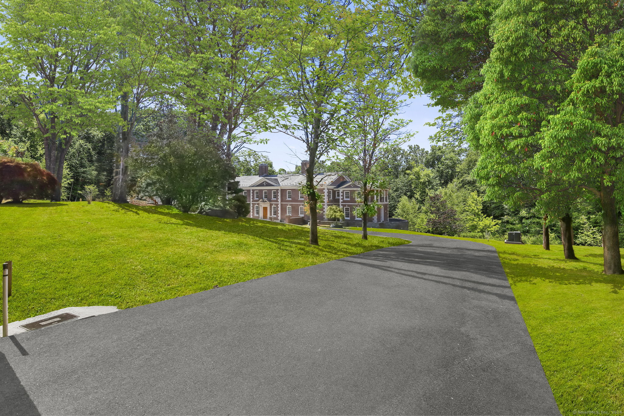 Incredible brick Georgian on 13+ acres, meticulously re-built with commercial-grade mechanicals, stunning high-end finishes used in all new kitchen and bathrooms. All new plaster moldings, seamless new wood floors, exceptional cabinetry...all done with the finest craftsmanship and thoughtful design. Geo-thermal system installed for efficient cooling/heating w/ separate zones for each room. State-of-the-art water purification system, spray foam insulation, Crestron, heated driveway, and commercial sized generator. This house has back-up systems galore, with every contingency well thought out and engineered. Luxury meets technology. LL framed/prepped for wine & media rooms. Landscape plan to be completed by the buyer but the backdrop is set w/ beautiful terraces, layout of gardens, etc.