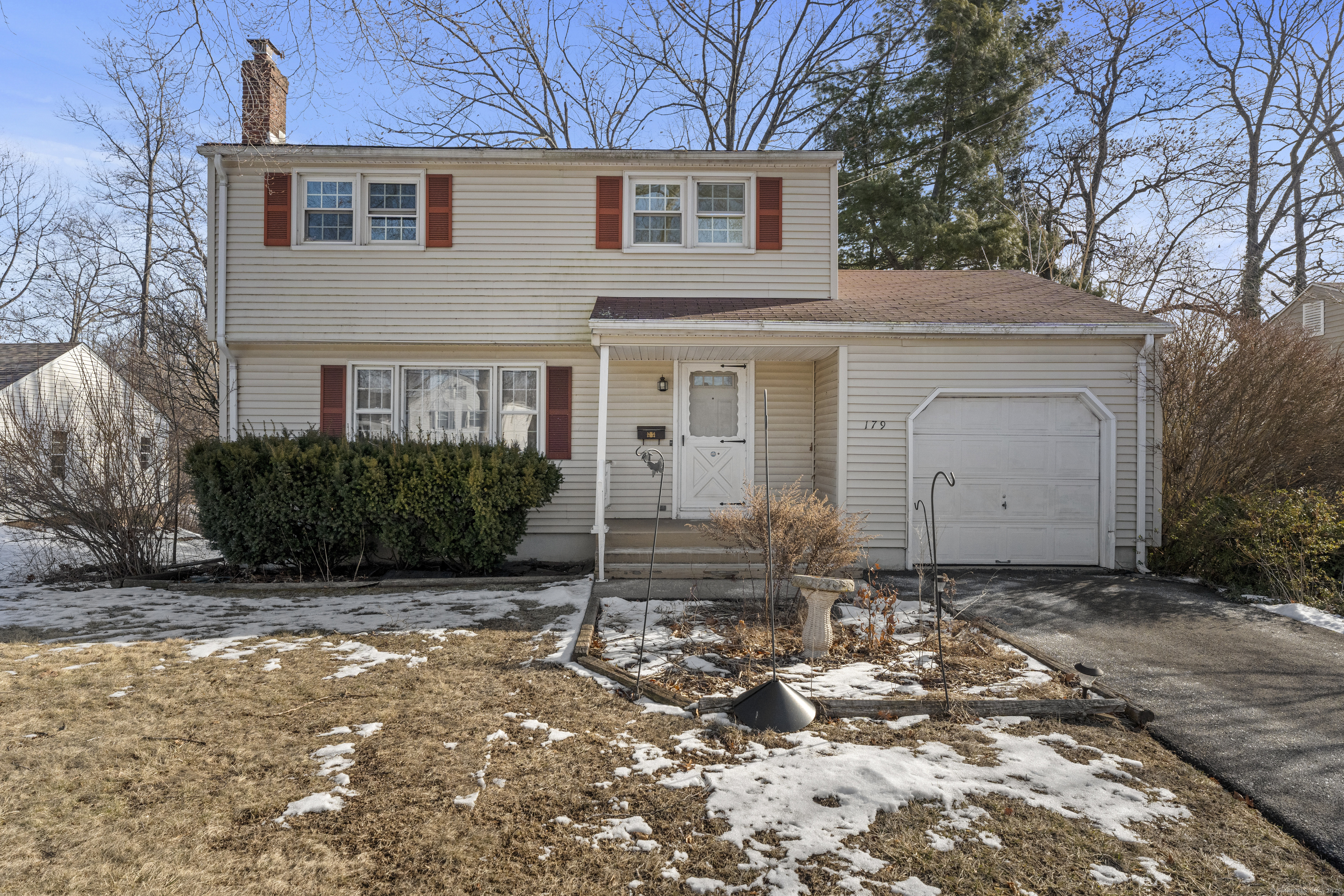 Welcome to 179 Brookside Road, Newington - an inviting 3-bedroom, 1.5-bath Colonial, nestled in a quiet neighborhood setting. This home offers a fantastic opportunity to build your equity, and with just a little effort, its full potential will truly shine! The main floor is filled with natural light and features a spacious living room that flows seamlessly into the dining area, both showcasing classic hardwood floors throughout. Upstairs, the three good sized bedrooms also feature hardwood floors. The lower level provides potential for additional living space or storage. Outside, the deck overlooks the private rear yard with distant seasonal brook views- Though it needs some updates, it could easily become a perfect spot to relax or entertain. Conveniently located with easy access to shops, dining, and commuter routes, this home blends charm with prime accessibility. Book your showing today and bring your vision to life! (For safety purposes, please do not walk on the back deck or open walk out door in basement. Property will not go FHA financing.)