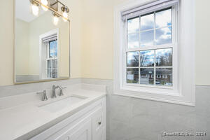 A glimpse of the powder room on the main living level.