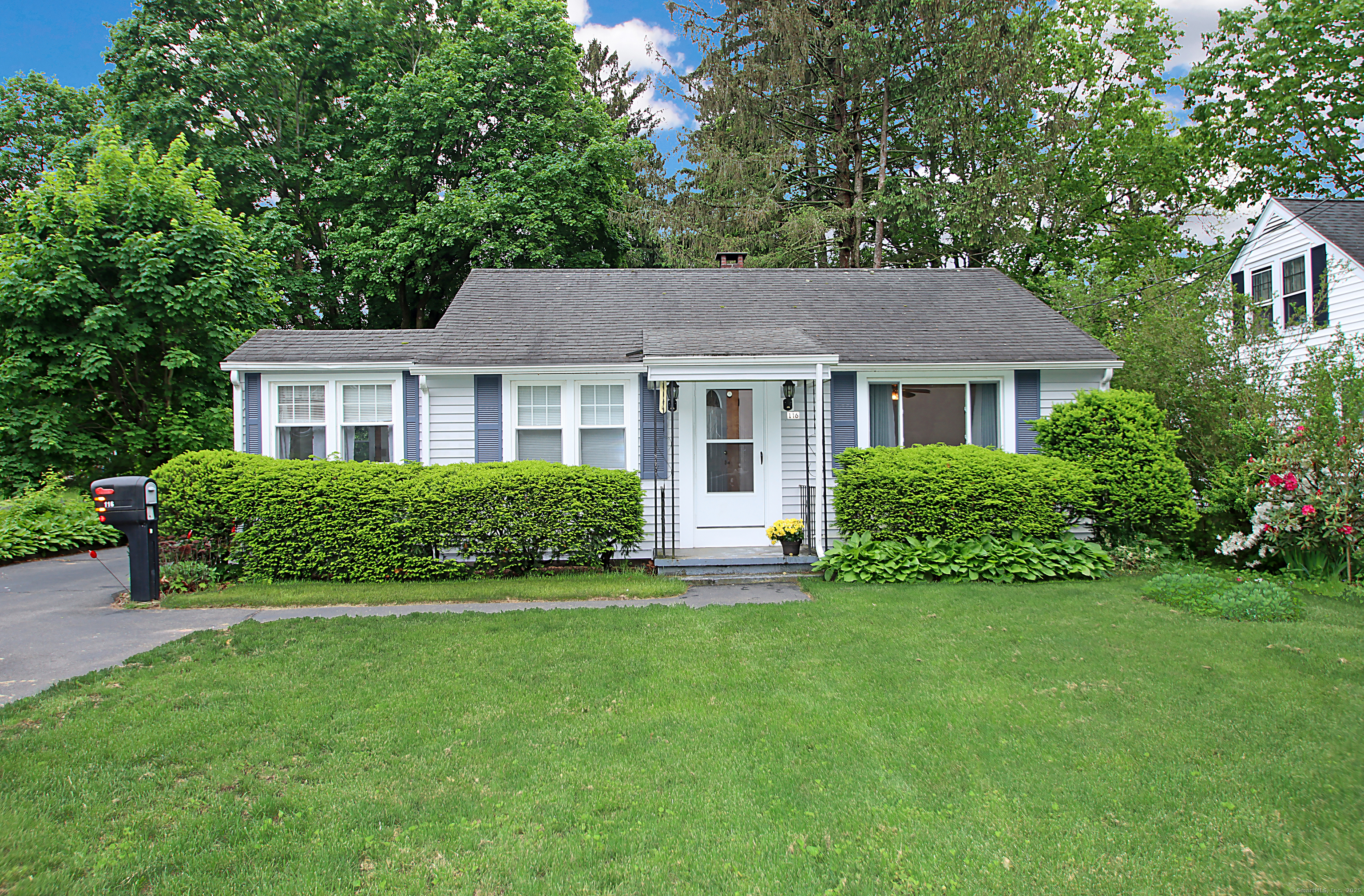 Well maintained adorable ranch in South Meriden location. This home has been well cared for by the same owner for many years. This 2 bedroom, 1 bath home is perfect for downsizing or condo alternative without the fees. The kitchen has newer appliances and a mudroom to exit to your private beautiful yard. Living room is spacious with ceiling fan, bright window. The bedrooms have plenty of closet space and ceiling fans. Remodeled full bath with newer tub and vanity. Owner thinks there is hardwood under all carpets. Newer washer and dryer in full dry basement. Patio area in rear of home for relaxing, 2 sheds on a beautiful lot. Newer roof, Thermopane windows, vinyl siding, attic fan for summer nights! Great starter home or downsize. Walk to Hanover Pond!