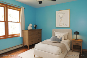 Bedroom 3, hardwood floors, ceiling fan