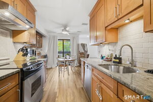 Granite countertops and stainless steel appliances