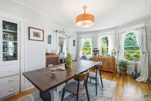 The dining room has built in hutch for your decorative pieces