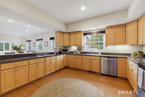 Oversized kitchen with granite counters