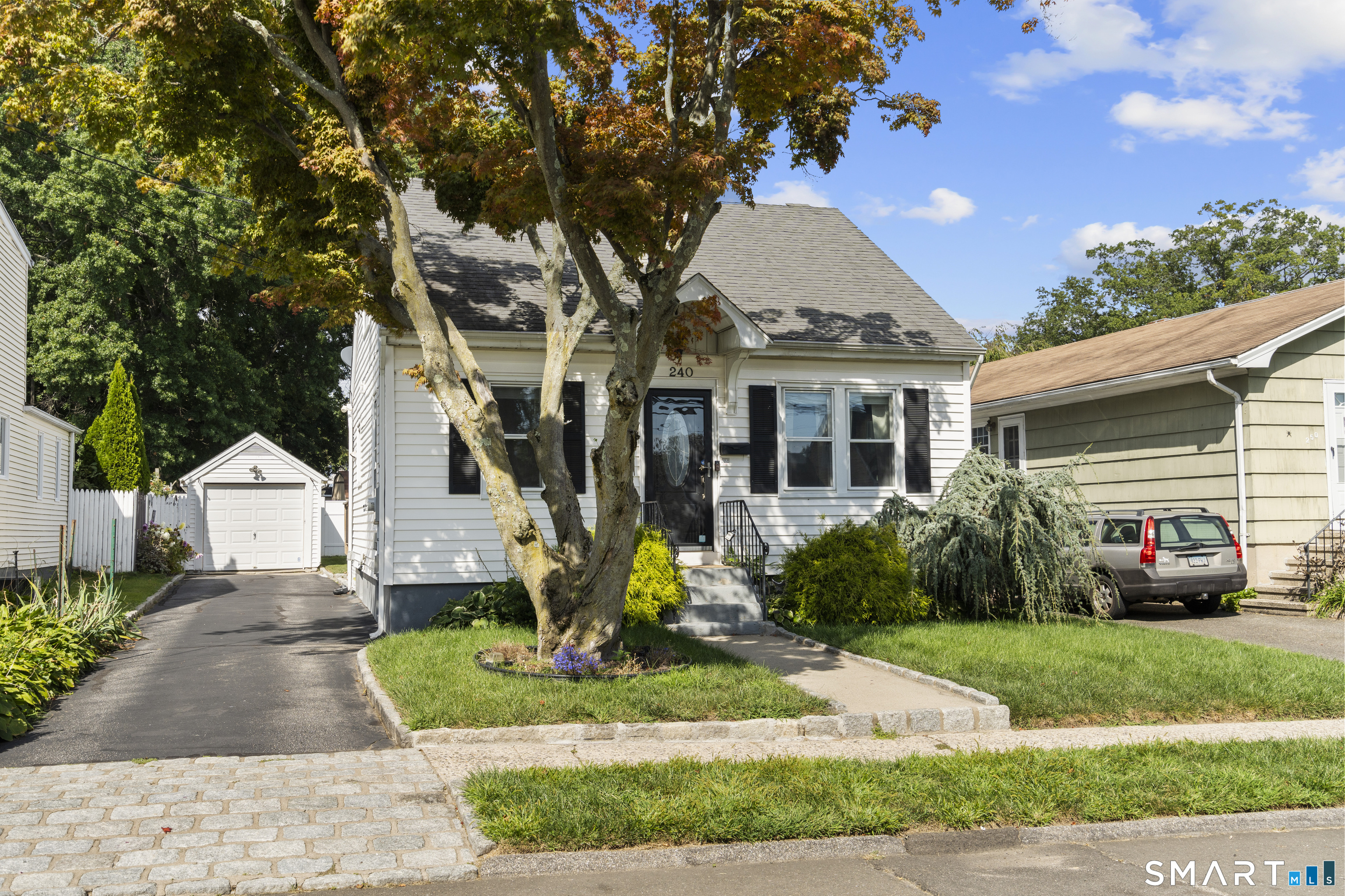 Charming and beautifully renovated 3 bedroom Cape set on a private, level lot. This home offers a comfortable layout with plenty of updates, central air, and efficient gas heating.   The basement is partially finished adding approximately 700 square feet of flexibility for a 4th bedroom, playroom, home office, family room, or entertainment area.  Outside, you'll find a perfectly sized deck and backyard that's easy to maintain and great for relaxing or entertaining. The property also includes a detached garage and plenty of parking for multiple cars.