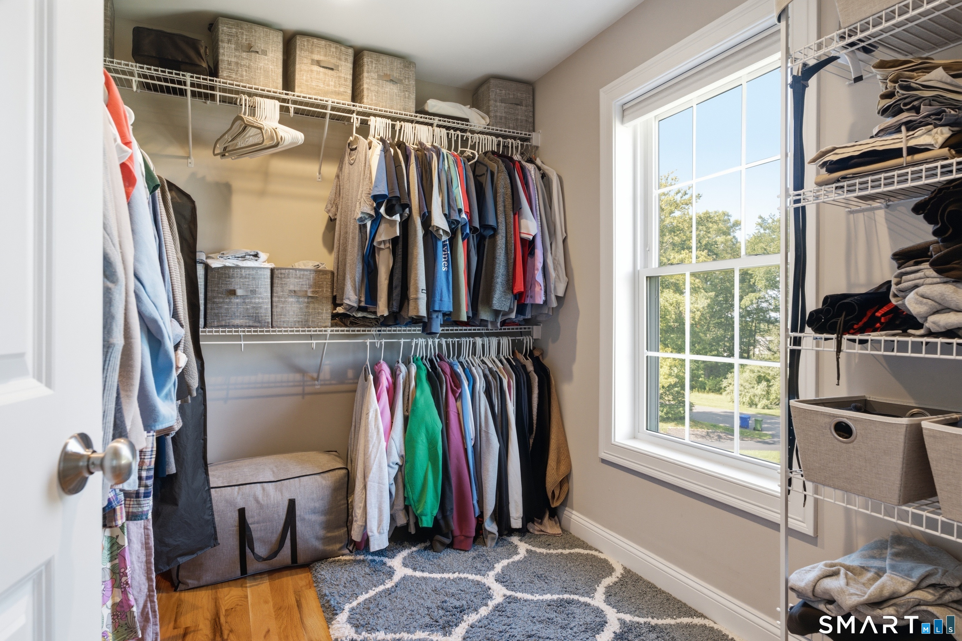 Natural light in the large walk in closet.