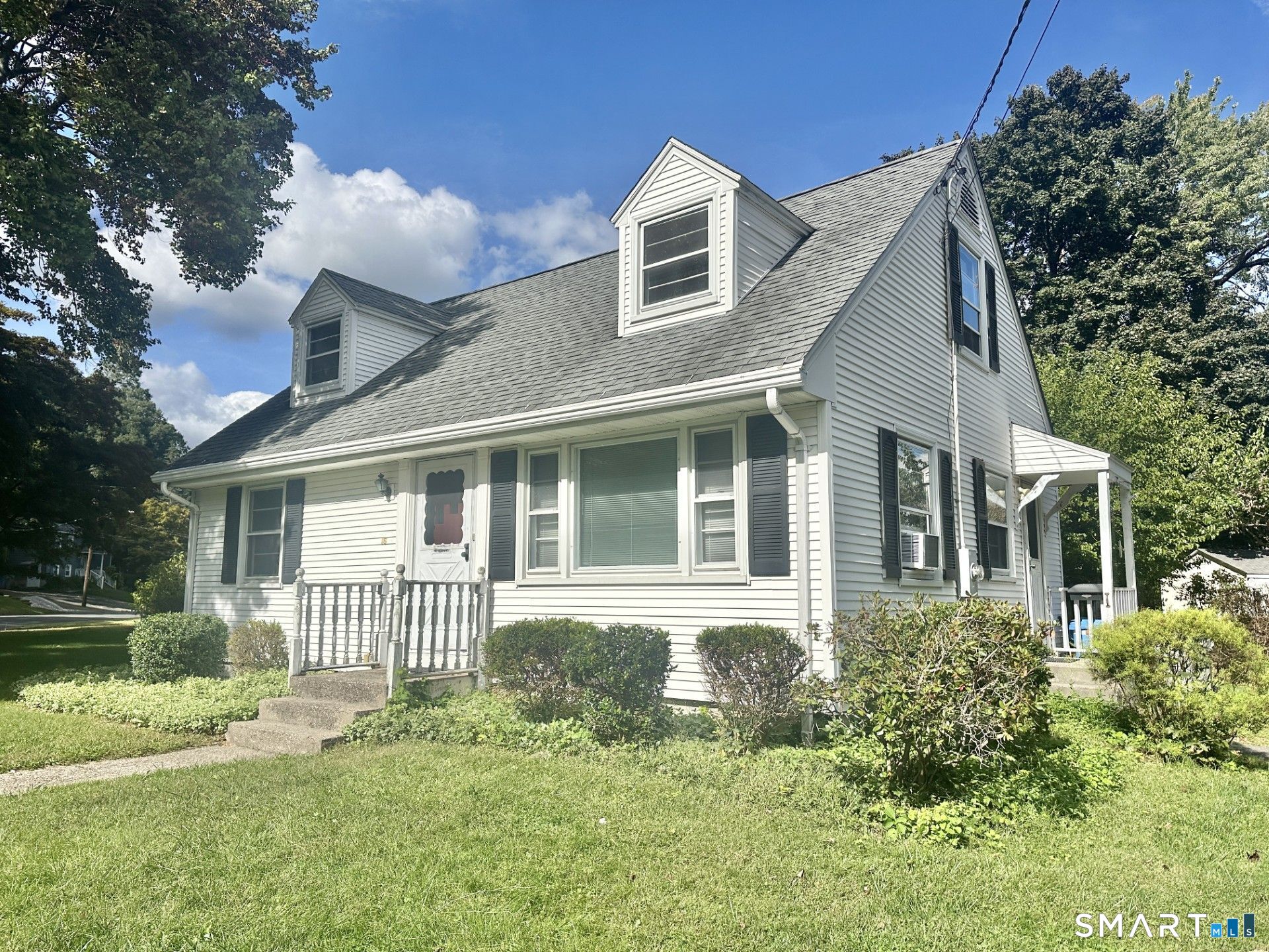 Classic New England Full Dormer Cape plus doghouse dormer windows on front of house!Spacious and roomy with nooks and crannies! Convenient location to shopping,Parks, and highways!(minutes to rt 72 and I84)!... hardwood floors ,oil heat,easy to add shower upstairs bath, builtins, nice level lot and potential to add garage!one of Br's/Den can be Dining Room on main level..