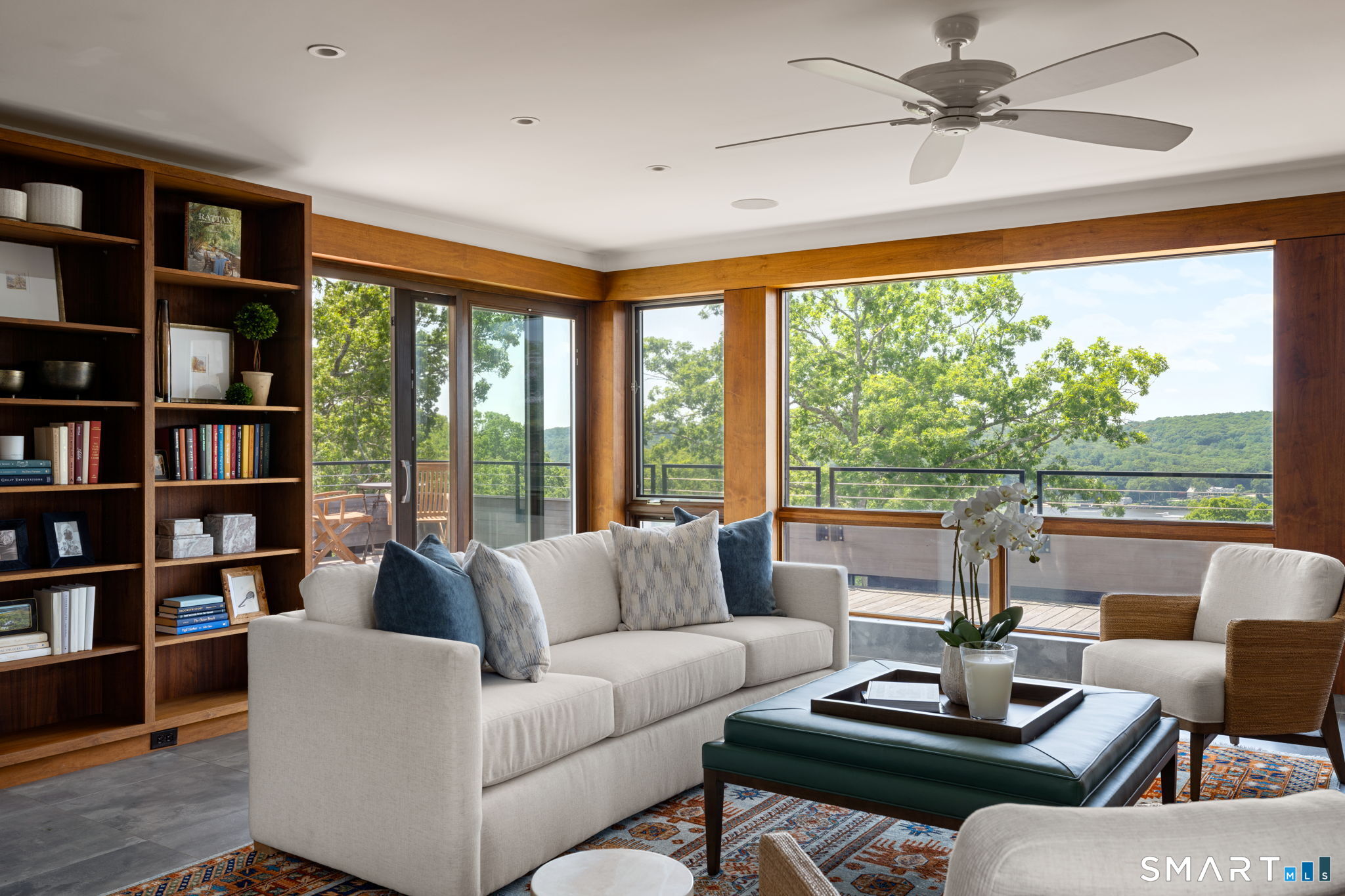 Library/lounge opening directly to the rooftop deck