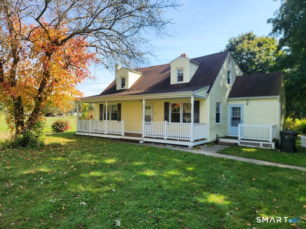 Cute country cape! First floor bedroom, full bathroom and laundry room. Formal dining room and large living room. Three bedrooms upstairs with another full bathroom. Great country porch for relaxing, large Trex deck overlooks the wonderful private backyard. Full basement and outbuilding for storage. A shortcommute to schools and shopping. Easy to show!