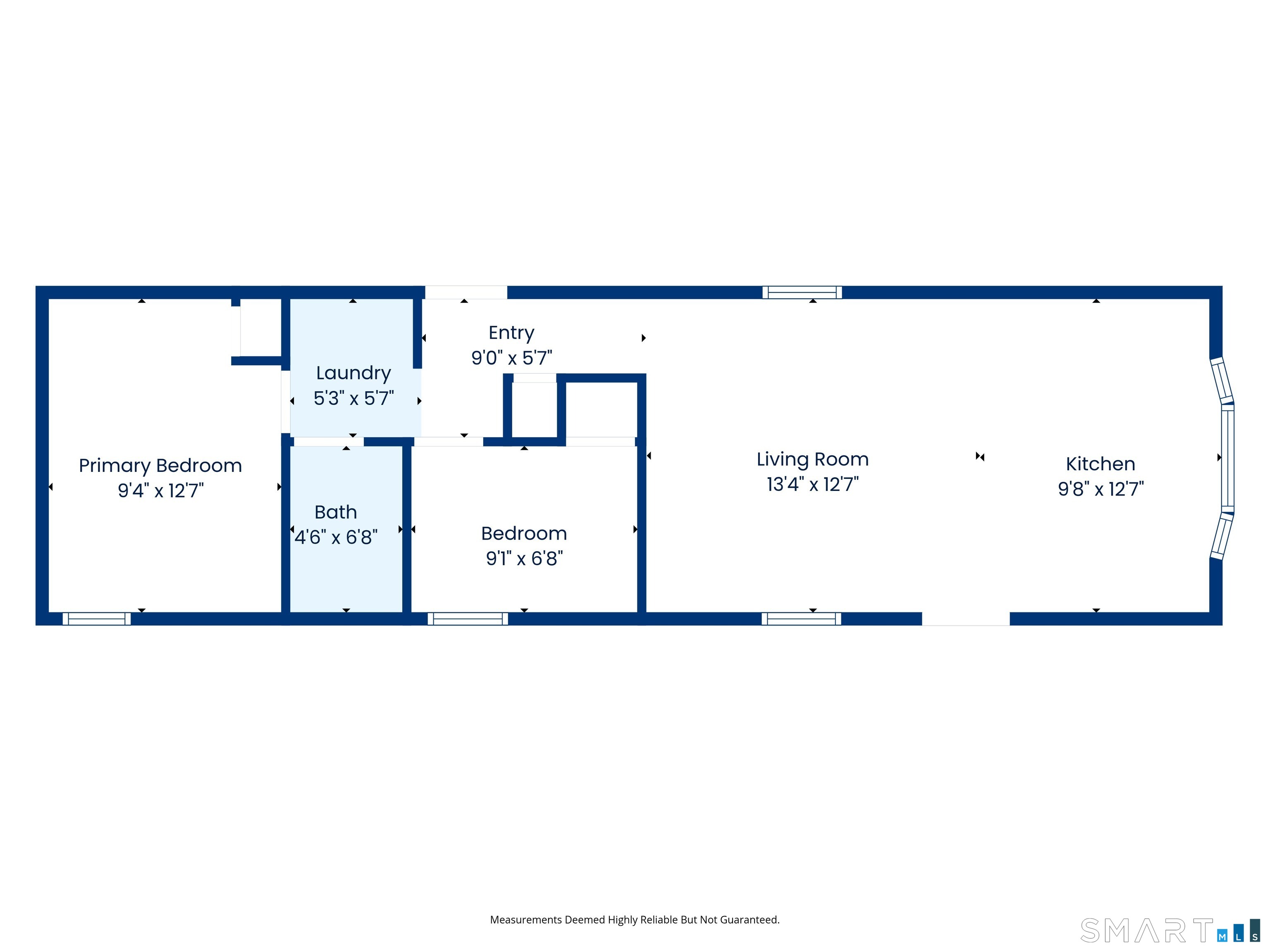 The floor plan with room sizes