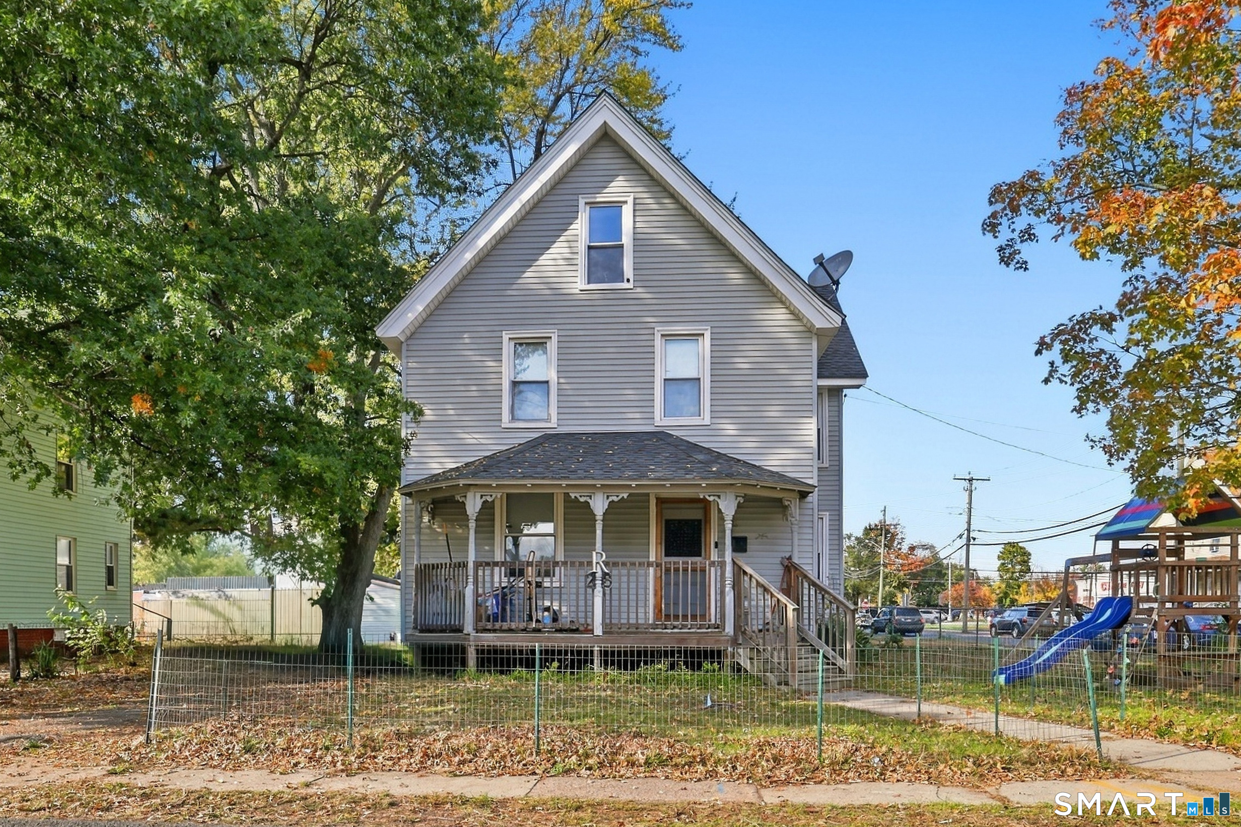 Charming colonial starter home in quiet area! This 3 bedroom, 2 full bathroom, 1,500 sq foot home offers a lovely front porch, fenced in yard and a perfect mix of character and upgrades throughout. The main level offers an expansive living room and dining area with hardwood floors running throughout. The kitchen features tile floors, subway tile backsplash and stainless steel appliances. There is a full bathroom on the main level that has been tastefully updated with custom tile surround, bathtub and vanity. Upstairs you will find 3 ample sized bedrooms and another fully updated bathroom with tile surround and newer tub and vanity. Book your showing today and see all that this home has to offer!