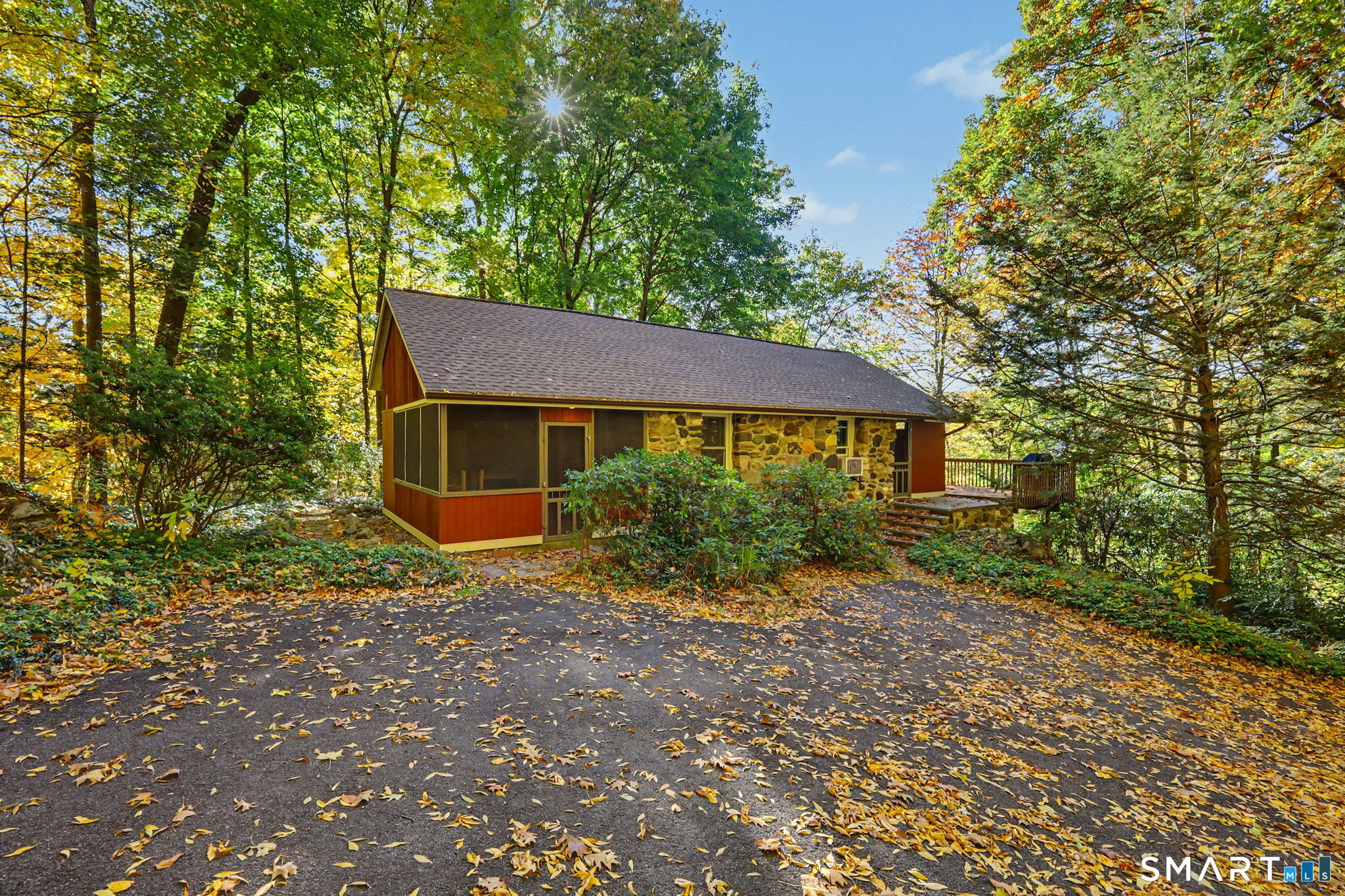 Escape to your own personal treehouse in Sherman! This charming 1-bedroom, 1-bath home features a fabulous west-facing deck for enjoying spectacular sunsets, and a screened porch surrounded by nature. Inside, a cozy wood stove adds warmth and character, while a spacious loft provides abundant storage. The renovated kitchen features granite counters and a newer refrigerator; the updated bath includes a heated floor and towel warmer. Big-ticket improvements include the roof, bathroom plumbing, oil tank, water heater, and well pump. This home is ideal for weekend escapes or full-time living, with recreation in every season! Sherman residents enjoy Candlewood Lake access, including a sandy beach, pavilion, playground, and kayak racks. The town recreation area offers tennis courts, a walking path, playground, baseball fields, and a basketball court. Enjoy shopping and dining in nearby New Milford and Danbury, with NYC just 90 minutes away by car or train and the Berkshires 75 minutes away. Ski at Thunder Ridge, just 15 minutes away, or Mohawk Mountain, only 40 minutes away. Discover this special Sherman retreat. Schedule your private showing today!