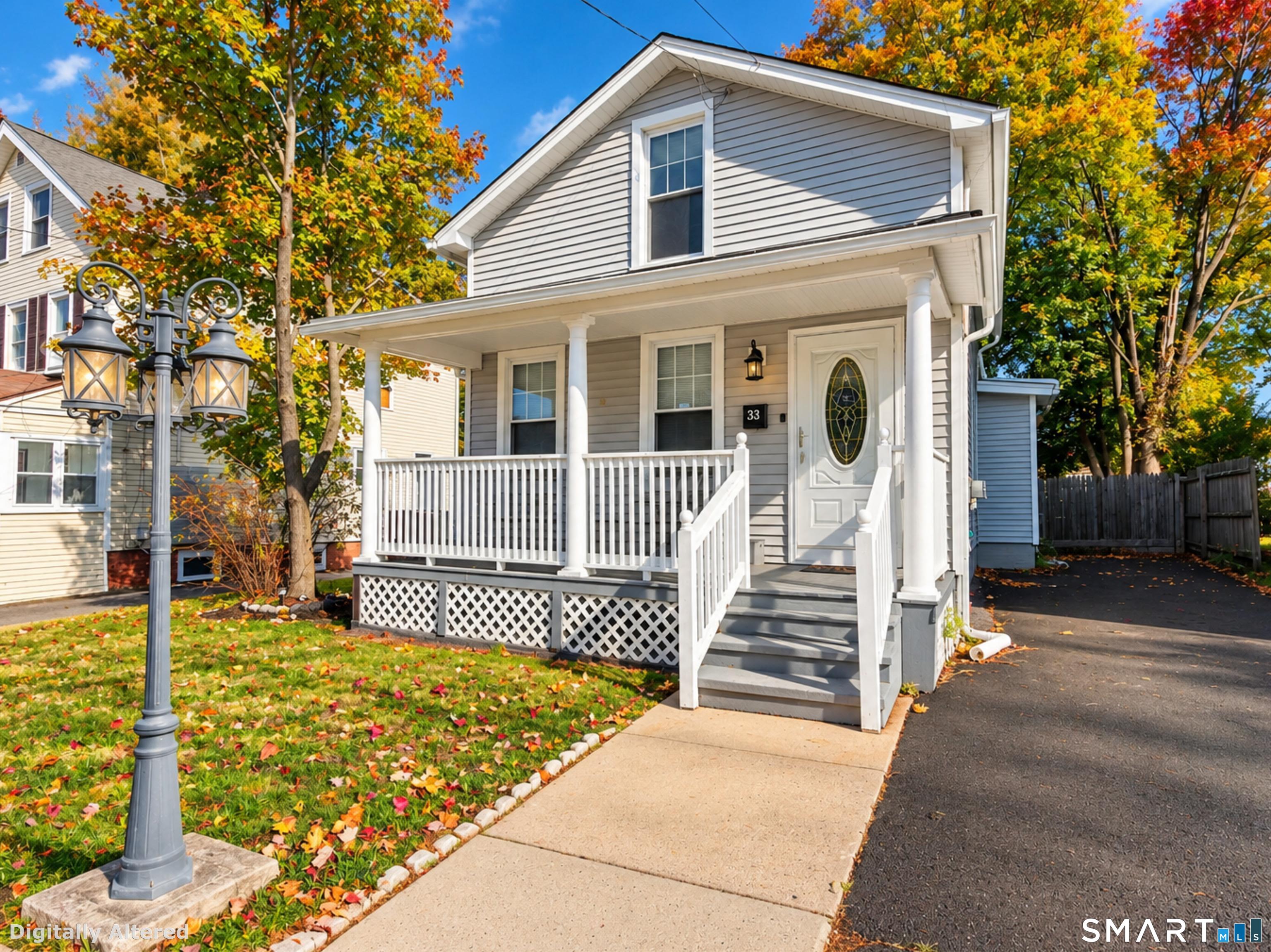 Nestled in an established Hamden neighborhood, this meticulously maintained 3-bedroom, 2-full-bath home offers over 1,400 square feet of comfortable living space with modern updates and everyday convenience. A welcoming covered front porch provides the perfect spot for morning coffee. Step inside to discover an inviting open-concept main level featuring vinyl flooring, recessed lighting, a comfortable living area, and a beautifully updated kitchen with quartz countertops, stainless steel appliances, classic white shaker cabinetry, and a tile backsplash. A main-level bedroom, full bathroom, and convenient laundry area add flexibility and functionality to the home's thoughtful layout. Upstairs, you'll find two spacious bedrooms with ample closet space. The finished lower level offers additional versatile living space and a second full bathroom, ideal for a recreation room, home office, or workout area. Outside, the generously sized backyard provides plenty of possibilities for entertaining, gardening, or simply relaxing outdoors. Enjoy convenient access to East Rock Park's scenic trails, shopping, dining, public transportation, Yale University, downtown New Haven, and major commuting routes. Beautifully maintained and conveniently located, 33 Webb Street offers comfort, character, and versatility. Schedule your private showing today!