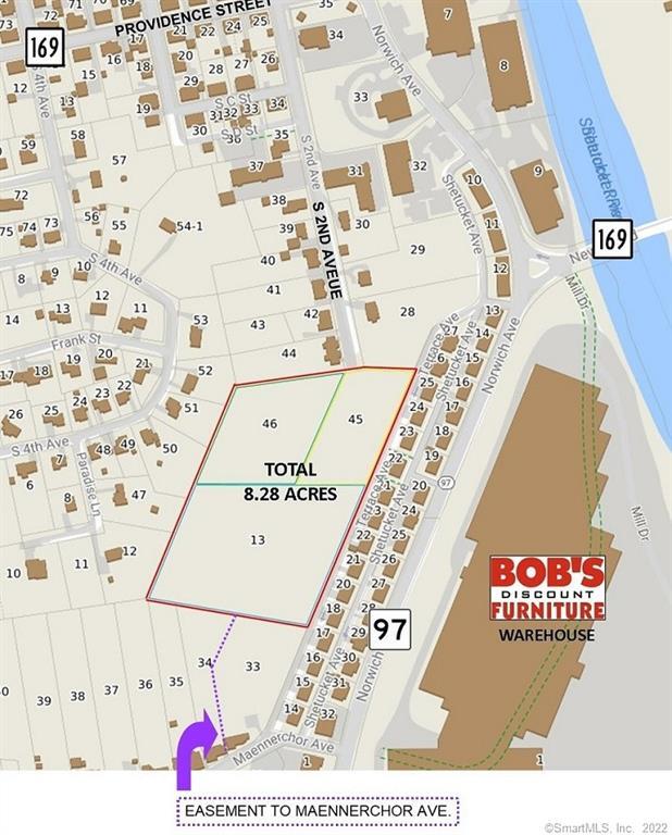 Great residential development possibility! Three lots total 8.28 acres in Taftville. Ideal for apartments and multi-family. Pre-approved for 76 units. Public Water/Sewer/Gas are available in street. Zone MF. There is access from South 2nd Ave, AND an easement to Maennerchor Ave. Surveyor maps available. Owner/Agent. Asking $495, 000.