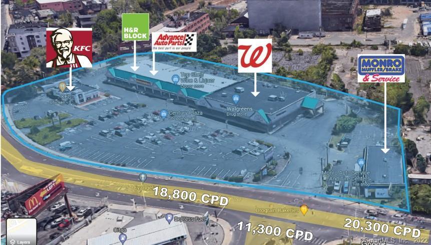 Century Plaza currently has 2 retail units available for lease. Unit 1 is 2, 635 SF +/- and is available immediately. Unit 2, an End Cap is 3, 150 SF +/-. Both units are available @ $15/SF NNN ($10.05/sq.ft). Located .1 miles from Rt. 8 & .6 miles from I-84 and is highly visible located at the intersection of Thomaston Ave & W. Main St (50, 400 CPD). Plaza offers ample parking & pylon signage available. Other tenants include: Walgreens, KFC, Advanced Auto Parts, Monroe Muffler, H&R Block and more.