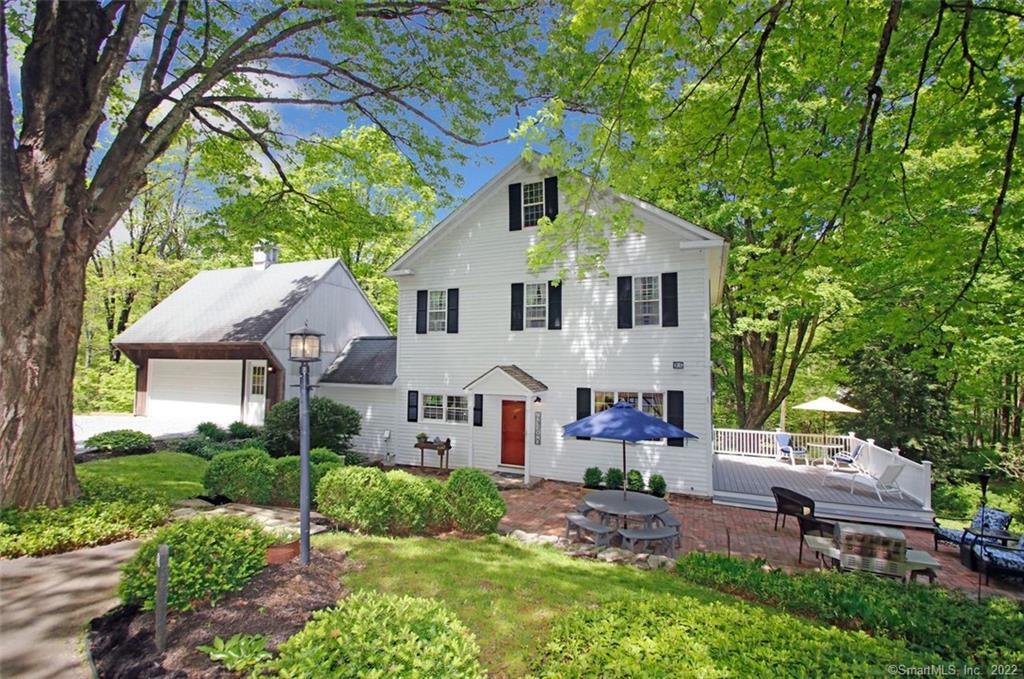 Such a beautiful entrance with its manicured property, horseshoe driveway and brick patio that leads you to the brand new expansive deck (2021). You won't be disappointed when you step inside this classic yet unique antique home! It has been updated with some of life's necessities including a newer roof (2015), new furnace (2021), new oil tank (2021), newer water tank (2017), newer well pump (2017), newer half bath (2015), and newer electric panel (2017) while maintaining its authentic charm. You will also find a modernized Kitchen (2017), spacious Dining Room, expansive Living Room with space for a home office and a charming powder room with a vessel sink and stackable laundry. Upstairs you will discover 3 Bedrooms PLUS 1 extra room that is currently used as a bedroom but has no closet. The Primary Bedroom has brand new carpeting and has been freshly updated with paint. In the lower level, there is a fabulous Great Room or Man Cave with its propane fireplace and built-in bar. It has a door that goes to the backyard which leads to the river that runs through back of the property. Many parties and even a wedding were held down by the river! Close to town and the many shops and restaurants that Woodbury is known for and only 90 minutes to NYC.