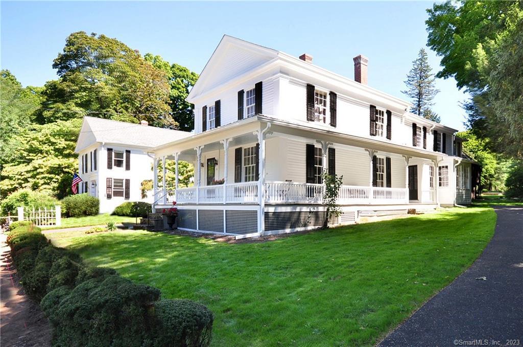 This 9-room colonial home, nestled in the charming historic village of Farmington, Connecticut, is a true diamond in the rough. With its timeless colonial architecture and rich history, this property presents an incredible opportunity for restoration and modernization to suit today's lifestyle. Situated in a picturesque location, this home showcases the allure of New England living. The colonial design, characterized by its symmetrical facade and classic white clapboard siding, exudes a sense of elegance and traditional charm. The property is surrounded by a beautifully landscaped yard, complete with mature trees and manicured gardens, providing a serene and private atmosphere. While the house is in need of updating, this presents an exciting opportunity to transform it into a modern haven. With some careful planning and creative vision, this colonial home can be transformed into a comfortable and stylish retreat that caters to the demands of contemporary living. High ceilings, wide-plank hardwood floors, floor to ceiling windows overlooking a broad wrap around porch. While the home is in need of updating, this presents an exciting opportunity to transform it into a modern heaven. In summary, this 9-room colonial home in Farmington, Connecticut, presents a remarkable opportunity for restoration and updating. With its classic design, spacious interior, and desirable location, property has the potential to become a stunning blend of historic charm and contemporary living.