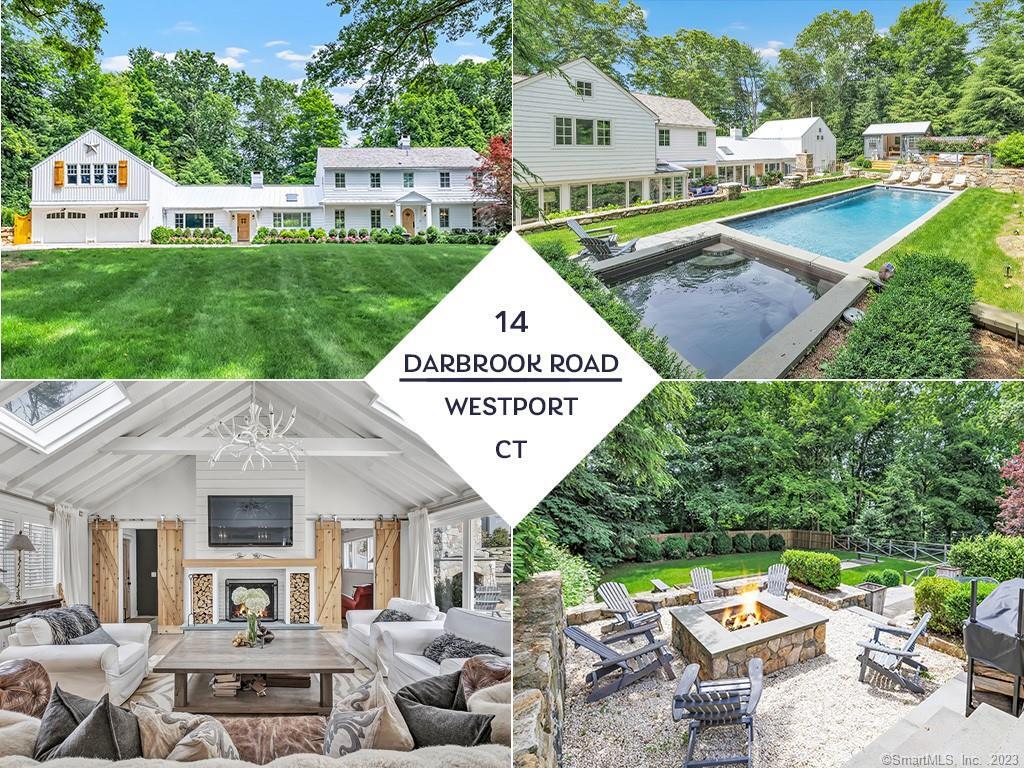 Quintessential fully renovated and expanded country home set on one of Westport's most sought-after streets surrounded by multi-million dollar homes. This premier location is within walking distance to town & just a few minutes to beach, train, & award-winning schools. Old-world charm perfectly mixed w/brand-new modern create rustic elegance at its best. Just a few features: triple mint Kitchen open to cathedral Family Room w/ hand-hewn barn beams & fireplace, spacious Dining Room w/ fplc flows into Sunroom w/ glass doors to 2 separate patios, romantic Primary Suite w/ 2 walk-in closets, glass shower, & soaking tub, Bonus Room w/ full bath, walk-in closet, kitchenette & private entrance offers countless options, fabulous oversized mudroom w/ built-ins, Fully finished walkout lower level w/ rec room/office & charming multi-purpose room w/kitchenette, full bath & fireplace make for a perfect in-law suite or home office. The property is an entertainer's paradise with magnificent stonework, 20x40 pool & hot tub, pool cottage, bocce court, outdoor fireplace & built-in firepit, multiple patios, beautifully landscaped w/mature plantings & rows & rows of hydrangea. Brand new cedar & metal roof. Brand new double-insulated windows. Hand-crafted barn doors, wainscoting, coffered ceilings, and custom plantation shutters are only a few of the high-end finishing touches that make this home uniquely special. The perfect home, location & grounds to start living the lifestyle of your dreams.